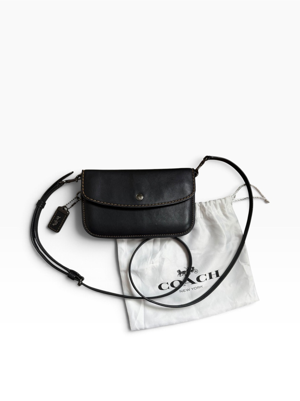 Pristine Coach 1941 Glovetanned Leather Flap Clutch w/ Authentic Crossbody 29770